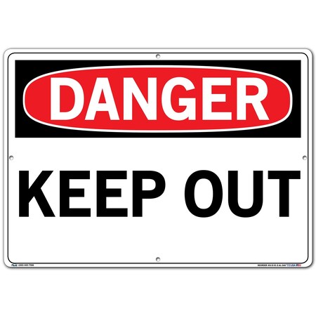 Vestil Aluminum Sign, 14-1/2" H, 20-1/2" W, Aluminum, Rectangle, English, SI-D-01-E-AL-040 SI-D-01-E-AL-040